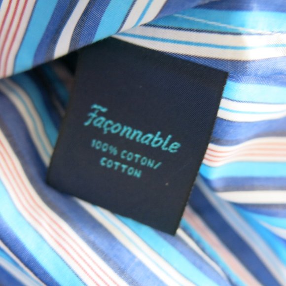 Faconnable Multicolor Stripe 100% Cotton Button Down Long Sleeve Shirt - Size 36 - Picture 7 of 7